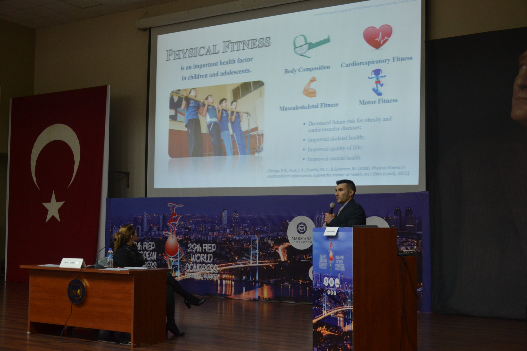 Doctor Stefan Kolimechkov presents research at the 13th European and 29th World FIEP Congress in Istanbul, 2018