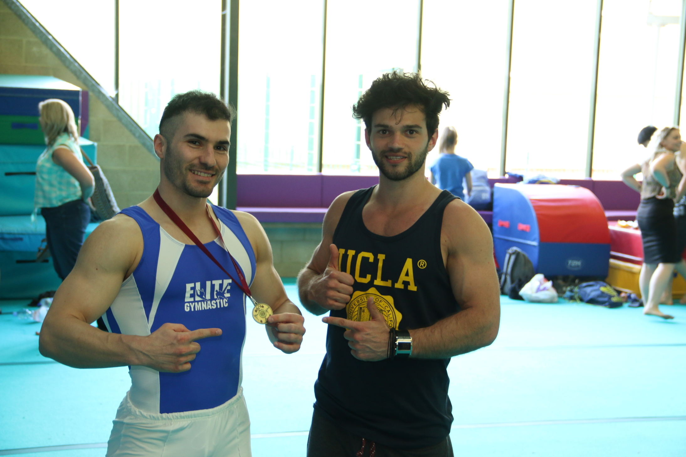 Stefan Kolimechkov and Plamen Alexandrov at the Sutton Gymnastics Academy Adults Competition 2016
