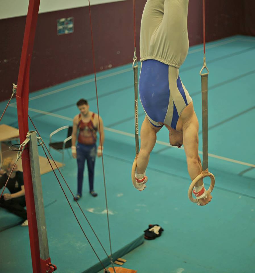 Stefan Kolimechkov - Handstand on Rings at 2017 Sutton Gymnastics Academy Adult Competition