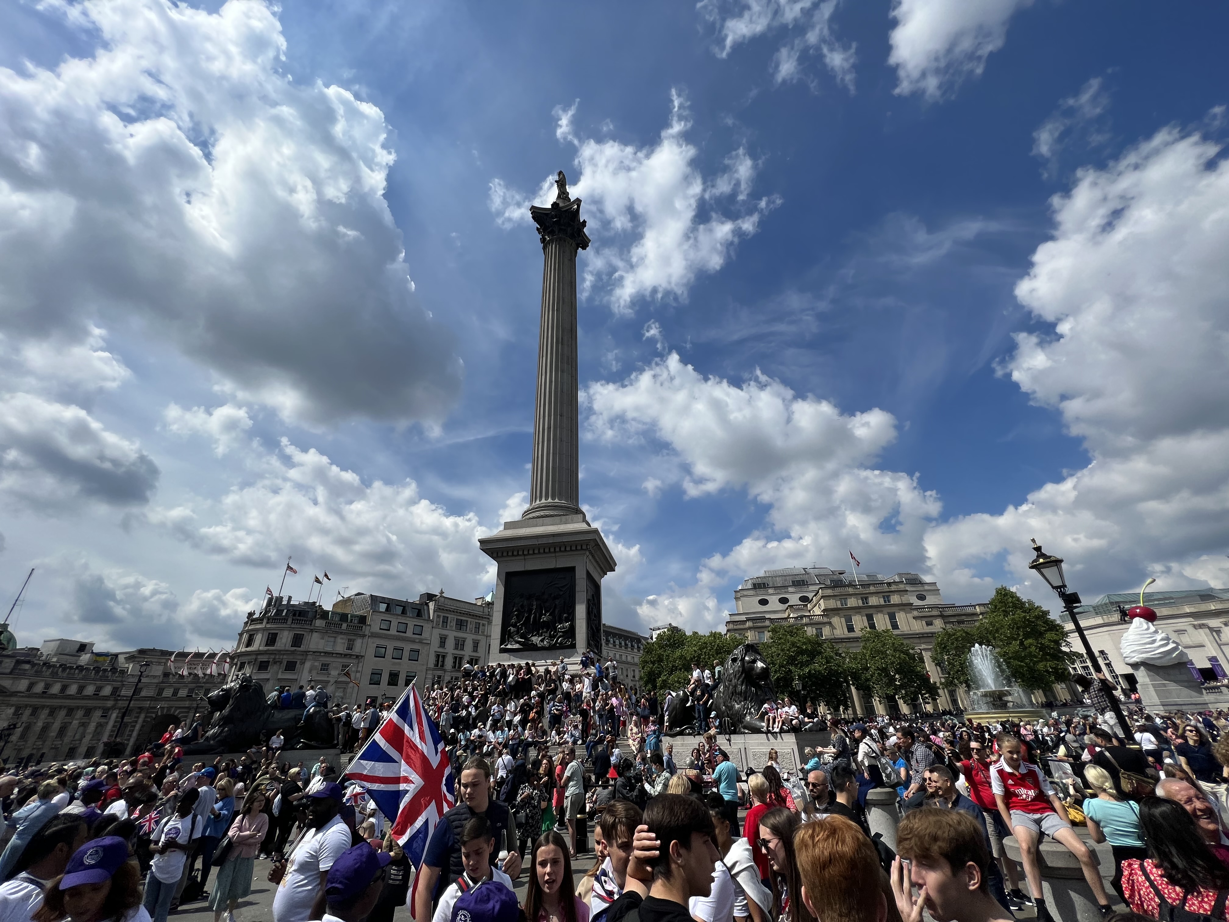 Trafalgar Square in Central London was packed during the Platinum Jubilee 2022