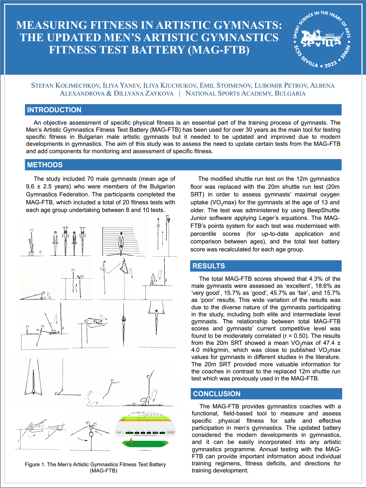 Measuring fitness in artistic gymnasts: the updated men’s artistic gymnastics fitness test battery (MAG-FTB) at the ECSS Congress in Seville 2022