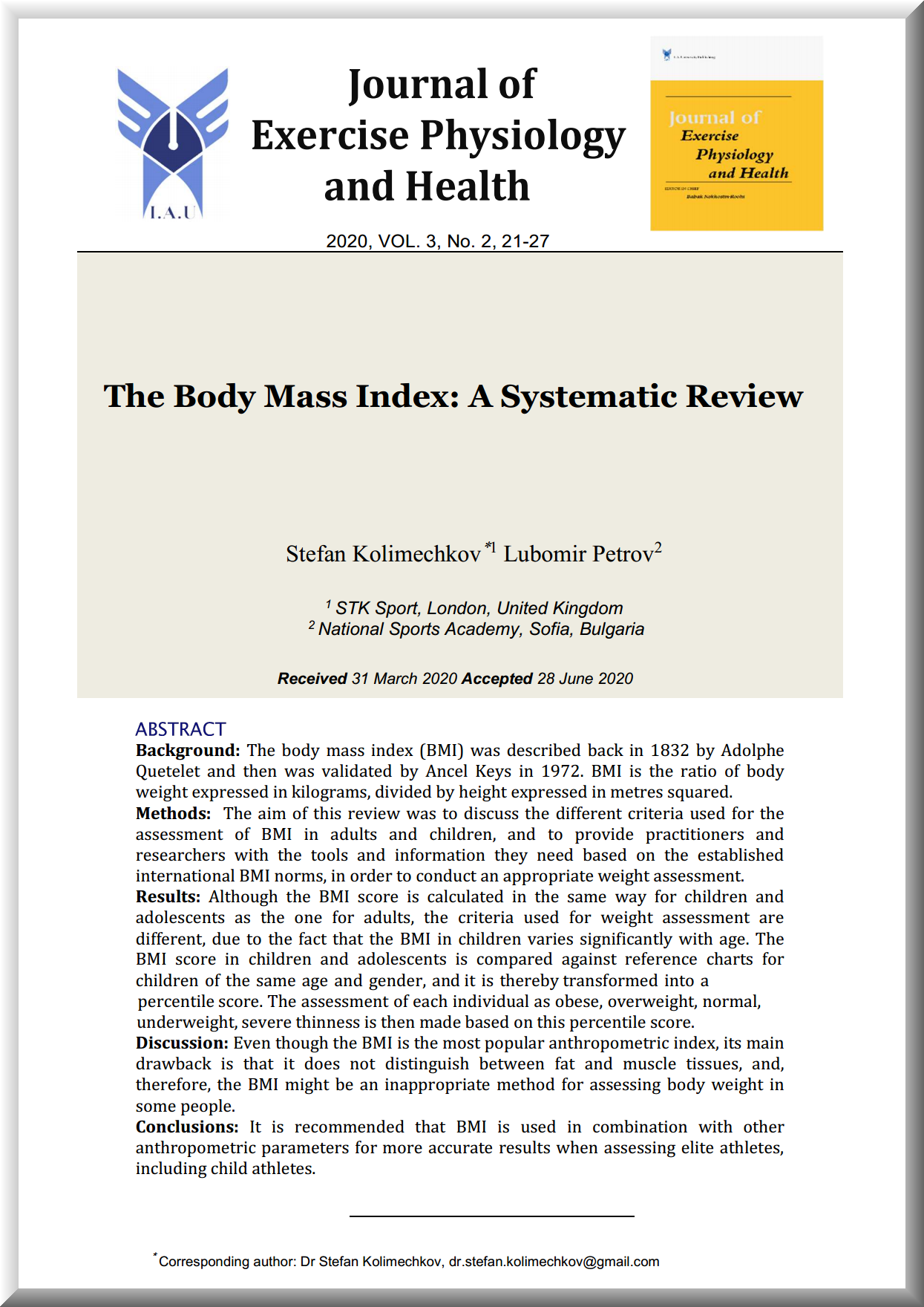 The Body Mass Index: A Systematic Review (2020)
